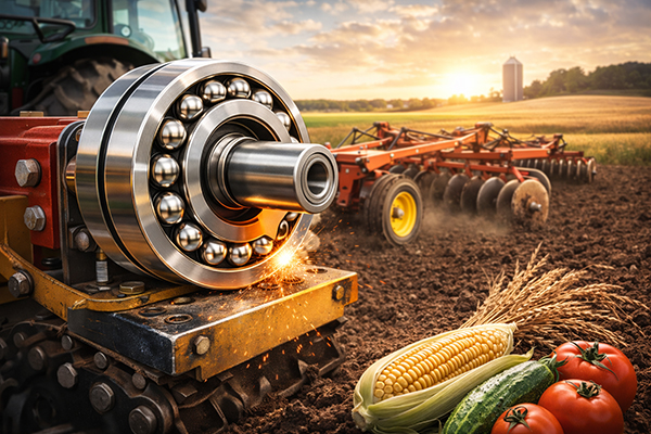 Agriculture Agricultural machinery with self-aligning ball bearings handling field-induced misalignment
