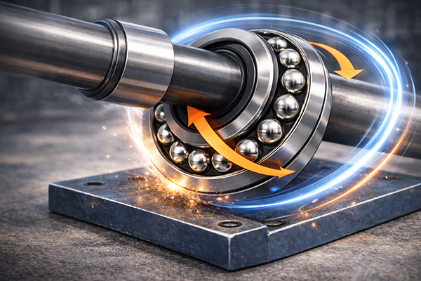 Automatic-Alignment-Capability Diagram showing automatic alignment capability of a self-aligning ball bearing adjusting to misalignment