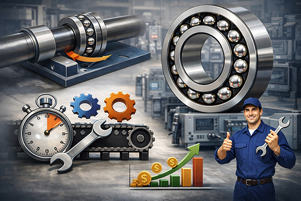 Self-aligning ball bearings in industrial machinery reducing maintenance and downtime